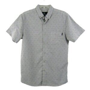 Molokai Surf Co Gray Fish Bone Print Camp Shirt Button Down Size M Surfer Beach